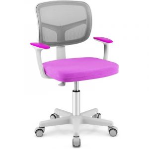 Goplus - Chaise de Bureau pour Enfant, Chaise d'étude avec Dossier Ergonomique et Siège Pivotant à 360°, Hauteur Réglable, Violet