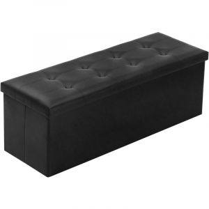 Banc Coffre de Rangement Pliable 110x38x38 cm - Pouf Repose-pieds - Canapé Pouf avec Coffre de Rangement - Noir