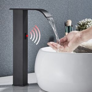 Jamais utilisé] Mitigeur de lavabo à capteur noir infrarouge Automatique Mélangeur à induction Robinet de salle de bain Robinet de lavabo, Mitigeur