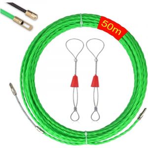 Aiguille Electricien,50m Tire Fil Electrique 4,0mm DiamèTre Tire Fils Electrique,avec 2 Tête Guidage,Tire Fils Electricien Aiguille, Spiralé Flexible