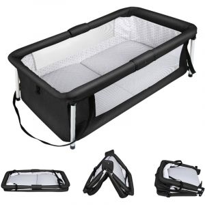 Lit de Voyage B&eacute;b&eacute; Pliable, Berceau d'Appoint avec Moustiquaire, lit Nomade Enfant, 90x70x50cm, noir