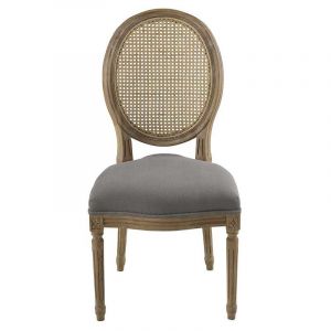 Chaise médaillon chêne grise 50x99x58cm