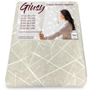 PAIRE DE RIDEAUX EN VERRE MODERNE de 45, 60 ou 80 GIUSY BEIGE LA PAIRE (2 RIDEAUX) CM. 45x150