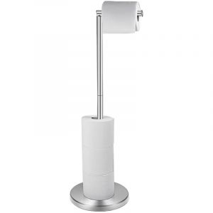 Porte Papier Toilette sur Pied, Distributeur de Papier en Acier Inoxydable, Support Porte-Papier Hygi&eacute;nique D&eacute;rouleur(Argent&eacute;)