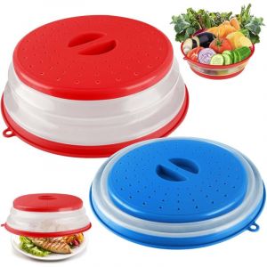 Cloche Micro Onde,2PCS Cloche Micro-Onde Pliable,Onde Passoire avec Trous de Vapeur pour Fruits Et L&eacute;gumes, Couvercle Cloche Anti Vapeur et Fonction