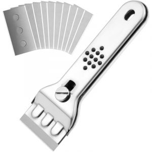 Grattoir, Grattoir Peinture en Acier Inoxydable, avec 11 Lames M&eacute;tallique, Grattoir Plaque Vitroc&eacute;ramique, Grattoir &agrave; Vitre Professionnel, Rasoir