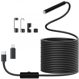Camera Endoscopique D'inspection 1920 HD Serpent avec 8 LED Pas de WiFi Camera Inspection Canalisation pour Android et iOS5M