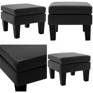Vidaxl - Repose-pied Noir Similicuir - Pouf Design - Pouf Moderne - Repose Pied Cuir - Tabouret Design - Meuble Salon - Home & Living