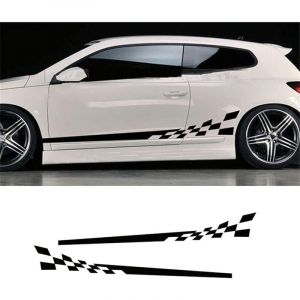 2Paire Rayures Latérales de Carrosserie, MoreChioce Universel Jupe Latérale Racing Stripe Autocollant en pvc Voiture de Sport Graphique Panneau de