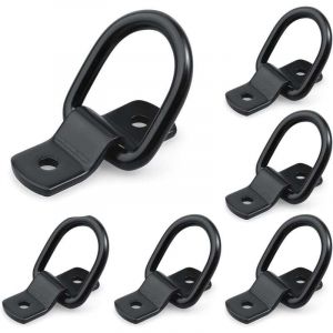 Lot de 6 anneaux d'arrimage avec vis et supports &ndash; Crochet d'arrimage type D &ndash; Capacit&eacute; de charge 400 kg &ndash; Anneau d'arrimage en acier inoxydable noir