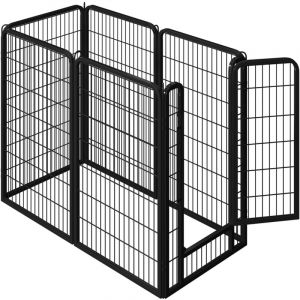Yaheetech - Parc pour Chien 6 Panneaux Enclos Chiens Chiot Lapin Rongeur Exterieur Cage pour Chien Interieur avec Porte 71x120 cm, Noir