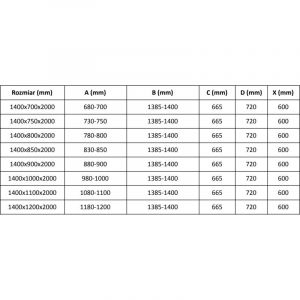 Mexen - Velar cabine de douche coulissante 140 x 70 cm, givr&eacute;e, noire - 871-140-070-31-70