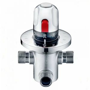 Vanne M&eacute;langeur Eau Chaude Froide Mitigeur Thermostatique en Laiton Solide Valve de M&eacute;lange Temp&eacute;rature Fixe pour Lavabo Cuisine Salle de Bain