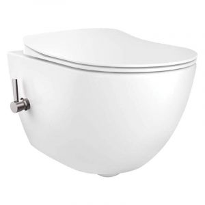 Deante - wc suspendu en céramique sans rebord avec mitigeur pour fonction bidet, coloris blanc brillant Peonia CBP6WPW Blanc brillant