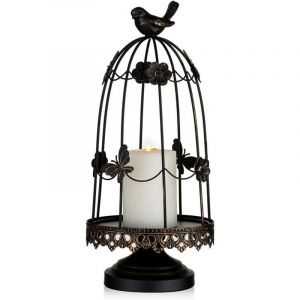 Bougeoir D&eacute;coratif en Cage &agrave; Oiseaux pour D&eacute;cor Antique, Adapt&eacute; pour Les Bougies de Jardini&egrave;re Fleurs Affichage Guirlande pour la D&eacute;coration Vacances