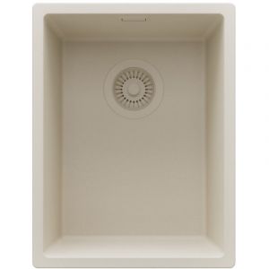 PRIMAGRAN Evier Sous Plan 36x47cm,Evier en Granit 1 bac + Kit de Vidage, &Eacute;vier au meuble 40cm - London, Beige