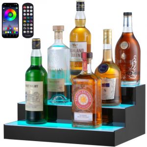 Vevor - Presentoir a Bouteilles Lumineux Eclaire par led, Etagere a Vins 3 Marches 40 cm, Presentoir a Boisson Commercial, en Acrylique, avec