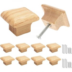 Pi&egrave;ces Poign&eacute;e Meuble Bois, Bouton de Meuble, Bouton de Tiroir Bois Forme Carr&eacute;e, 30 mm Boutons de Portes pour Placards, Commode, Armoire, Meuble,