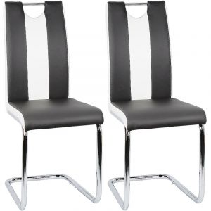 Lot de 2 Chaises de Salle &agrave; Manger,Chaise de Cuisine avec pieds en m&eacute;tal,pour Salle &agrave; Manger,Cuisine,Salle de R&eacute;union,noir + Blanc