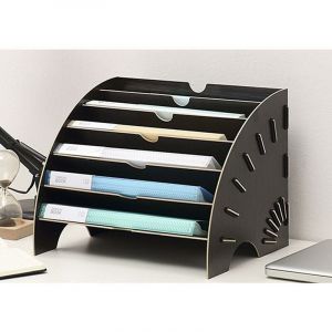 SNQ - Organisateur de Fichiers, Trieur en Bois Classement Papier Bureau Rangement pour Papier A4, Magazine et Document(36.5 28 28cm,Noir)