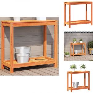 Table de rempotage avec étagère cire marron bois massif de pin - Table De Rempotage - Meuble De Jardin - Support Plante - Étagère Extérieure - Banc