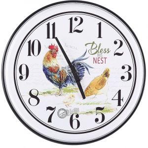 Horloge Murale 48 cm de Diamètre avec Coq sur le Cadran Accessoire Déco Tendance pour Salon ou Cuisine Rétro ou Rustique Beliani