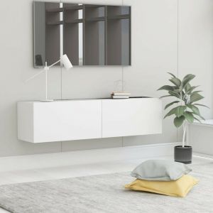Le Poisson Qui Jardine - Meuble tv 2 Tiroirs : 120 x 30 x 30 Couleur Blanc. a suspendre au mur - Blanc