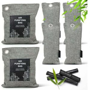 6pcsPurificateur d'air, sac d&eacute;sodorisant au charbon de bambou, absorbeur d'humidit&eacute;, &eacute;limine les odeurs de formald&eacute;hyde des chaussures, de la voiture