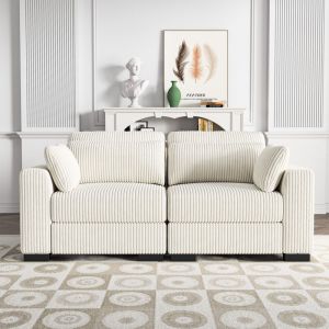 BPKADHY Canap&eacute; 2 Places Moderne, Canap&eacute;s Modulables, Canap&eacute; Capitonn&eacute; avec Coussins, Canap&eacute; D'angle en Velours C&ocirc;tel&eacute;, Canap&eacute;s Bas, Canap&eacute; de Salon,