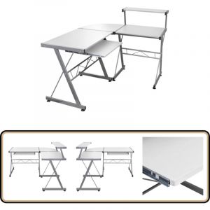 Vidaxl - Bureau d'ordinateur d'angle Blanc 132x112x99 cm Bois ing&eacute;nierie - Bureau Informatique - Bureau Angle - Bureau Design - Meuble De Bureau