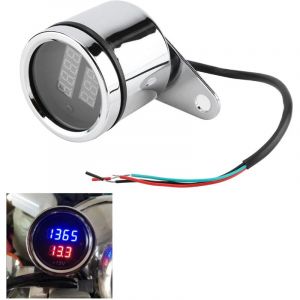 2 en 1 moto led voltm&egrave;tre num&eacute;rique tachym&egrave;tre jauge m&eacute;tal compteur kilom&eacute;trique compteur de vitesse