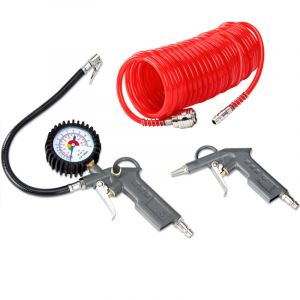 Kit Compresseur Manometre Pneu Tuyau en Spirale Ressort Amortisseur Auto