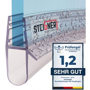Joint de douche pour paroi en verre, 170cm, vitre 5/6/7/8mm, joint d'&eacute;tanch&eacute;it&eacute; pvc courb&eacute; pour les cabines de douche arrondies, UK17 - Steigner