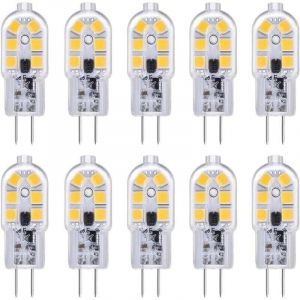 Ampoule LED G4 Lot de 10 ampoules LED G4 12 V 2 W blanc froid 6000 K, 12 LED, remplacement pour ampoule halog&egrave;ne G4 10 W-20 W, 200 lm, AC DC 12 V G4