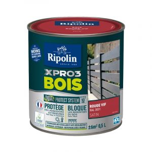 Ripolin - Peinture pour Bois Intérieur et Extérieur - Satin - 0,5L - rouge vif ral 3031