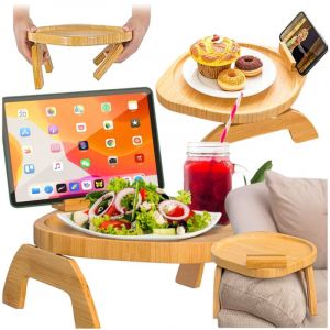 Tablette plateau pour canap&eacute;, fauteuil, en bambou, support de tablette pratique