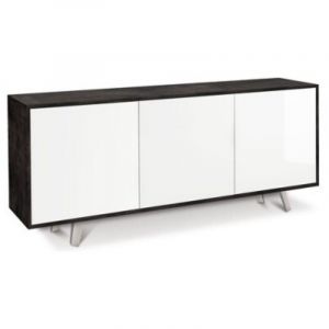 Buffet &agrave; trois portes Noir Blanc Brillant 177x41x h74 cm