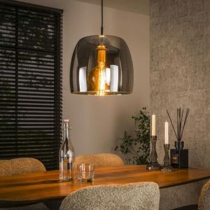 Pier Import - Suspension en verre fumé forme cloche niagara