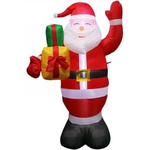 SNQ - Père Noël gonflable 150 cm, décoration de Noël gonflable pour jardin, figurine de Père Noël pour extérieur avec éclairage led, décoration