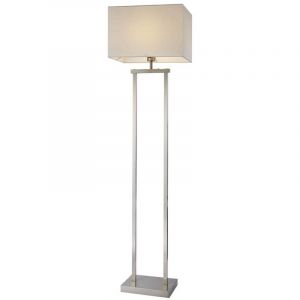 Lampadaire led sydney nickel mat, abat-jour cremef incl.1xE27.7W / 630lm + 25W / 2000lm h: 150cm, abat-jour 40x27cm commutable et dimmable s&eacute;par&eacute;ment