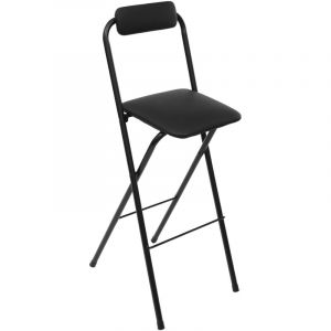 1 tabouret de bar pliant avec dossier, tabouret pliant haut, chaise pliante haute, si&egrave;ge de comptoir, rembourr&eacute; en cuir, pour &icirc;lot de cuisine,