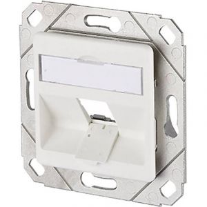 Prise r&eacute;seau encastr&eacute; insert avec plaque centrale non &eacute;quip&eacute; 1 port blanc pur (ral 9010) X022941 - Metz Connect