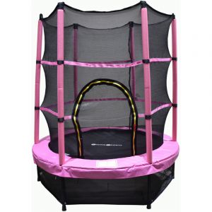 Trampoline - 140 cm - avec filet de s&eacute;curit&eacute; - rose