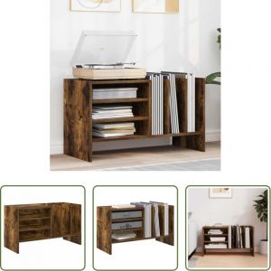 Rangement vinyles - Meuble &agrave; vinyles Ch&ecirc;ne fum&eacute; 78,5 x 35 x 45 cm Bois d'ing&eacute;nierie
