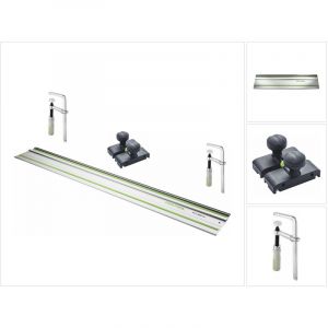 Fs 1400/2 rail de guidage 1400 mm ( 491498 ) + 2x fsz 120 serre-joint ( 489570 ) + fs-of 1400 butée de guidage ( 492601 ) - Festool