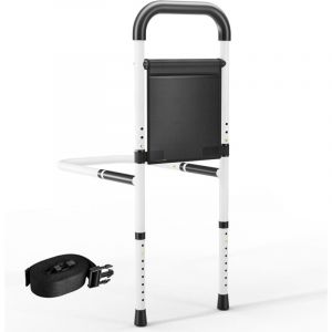Liferun - Barriere de Lit Adulte Réglable en Hauteur, Barre de Redressement, Barre de Lit pour Personne âgée avec Sac de Rangement, Barre Poignées de