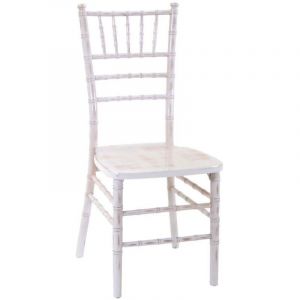 Argonauta - Chaise en bois chiavari blanchi avec coussin ivoire 40x40h43 - 92 cm