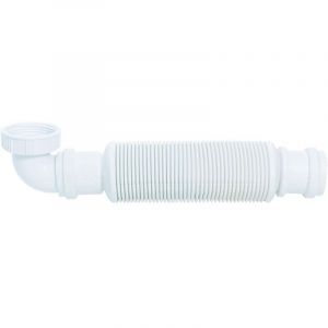 Siphon lavabo gain de place en polypropyl&egrave;ne D32, blanc tuyau d'&eacute;vacuation 39,2mm descente antireflet 1,25 pouces