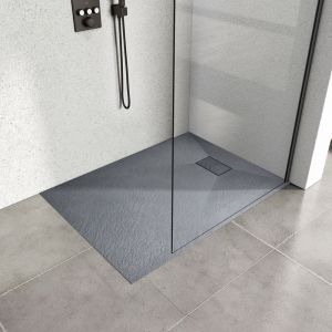 Heilmetz - Receveur de douche à poser 120x90cm Receveur de Douche en Pierre Extra Plat (smc Matériau) Bac à Douche Antidérapant Gris