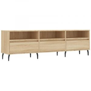 Helloshop26 - Meuble tv multim&eacute;dia &eacute;tag&egrave;re t&eacute;l&eacute;vision buffet t&eacute;l&eacute;viseur salle &agrave; manger salon chambre ch&ecirc;ne sonoma 150 x 30 x 44,5 cm bois